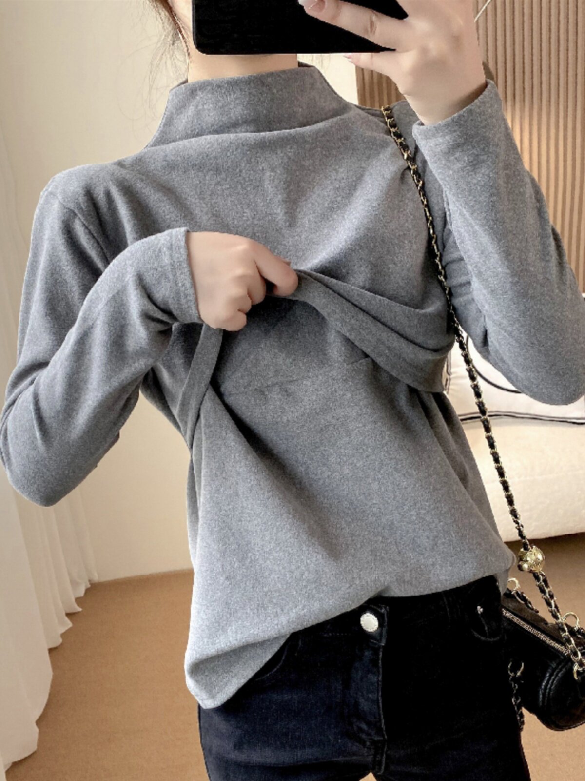 임산부수유 상의 외출복 하의 셔츠 겨울용 독일벨벳 이너웨어 가을겨울옷 하프터틀넥 수유복