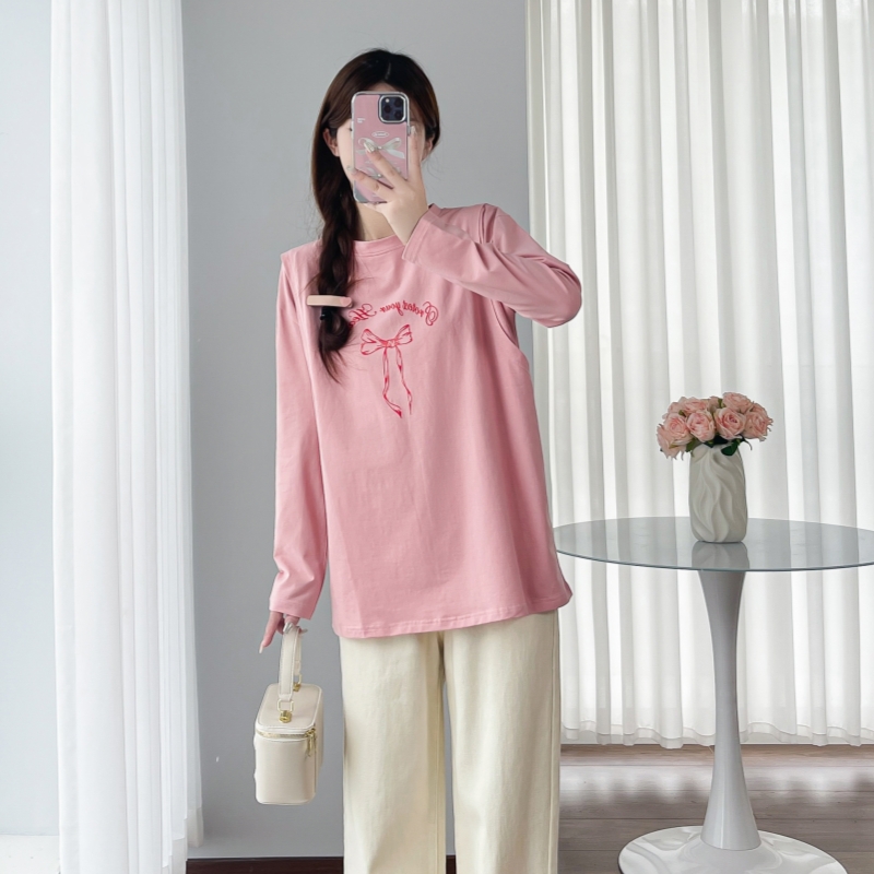 新款哺乳上衣大码春秋纯棉外穿宽松中长哺乳长袖潮妈t恤打底衫秋