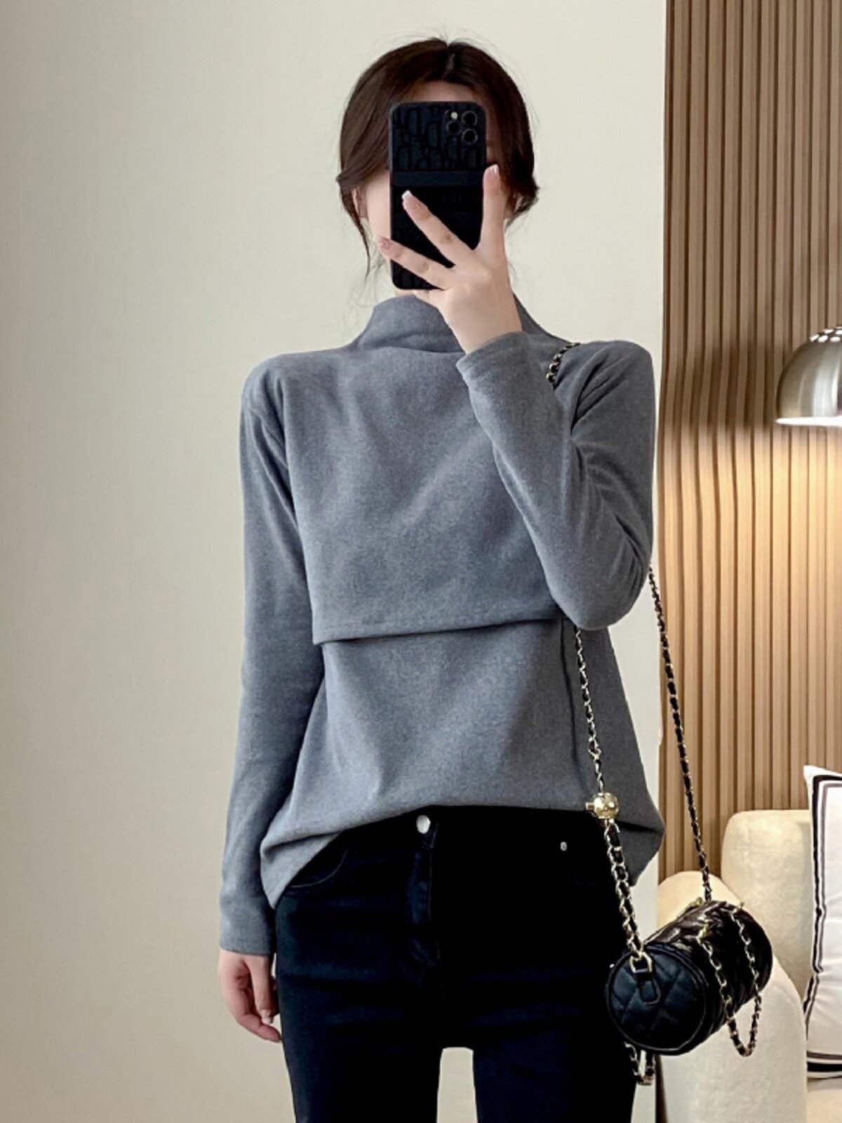 임산부수유 상의 외출복 하의 셔츠 겨울용 독일벨벳 이너웨어 가을겨울옷 하프터틀넥 수유복