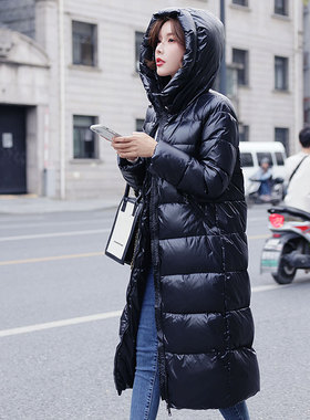 2025秋冬季新长款羽绒服女士过膝时尚百搭气质加厚长袖连帽外套