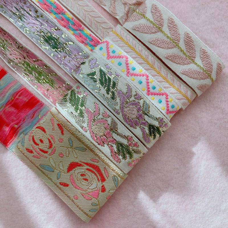 彩色古风名族风花边多色丝带花纹刺绣 织带丝带手工diy发饰材料