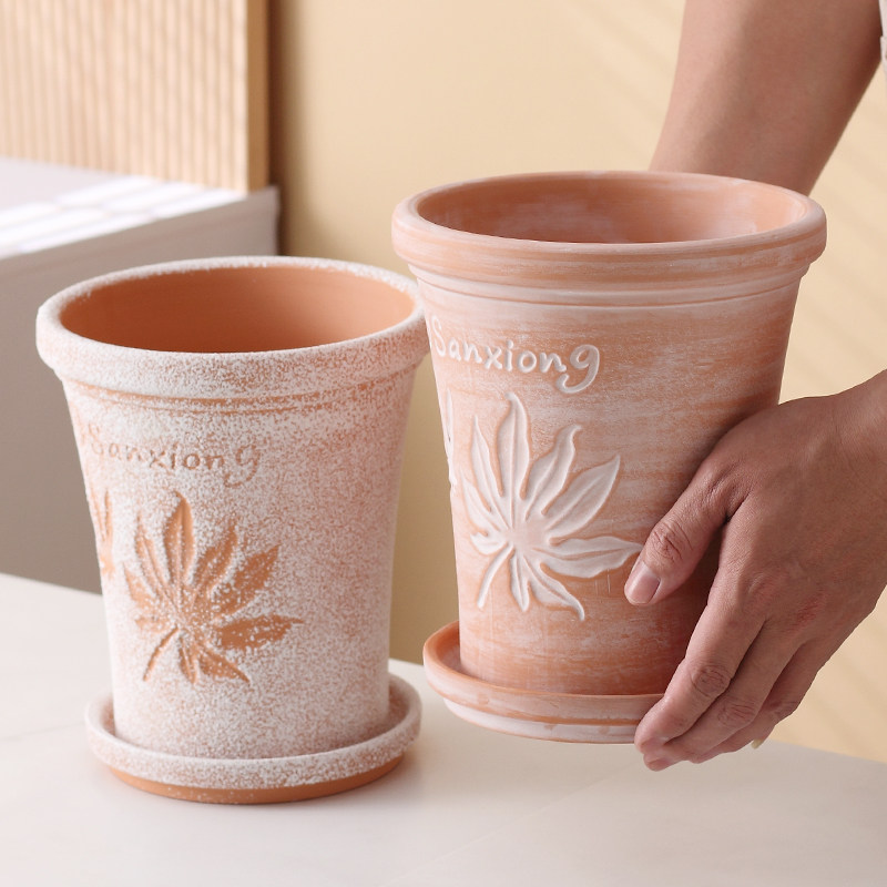 复古雪花浮雕高瘦玫瑰花盆做旧透气红陶花盆客厅庭院花园陶瓷陶土,鲜花速递/花卉仿真/绿植园艺,花盆,淘宝优惠券,粉丝福利购,淘宝优惠卷