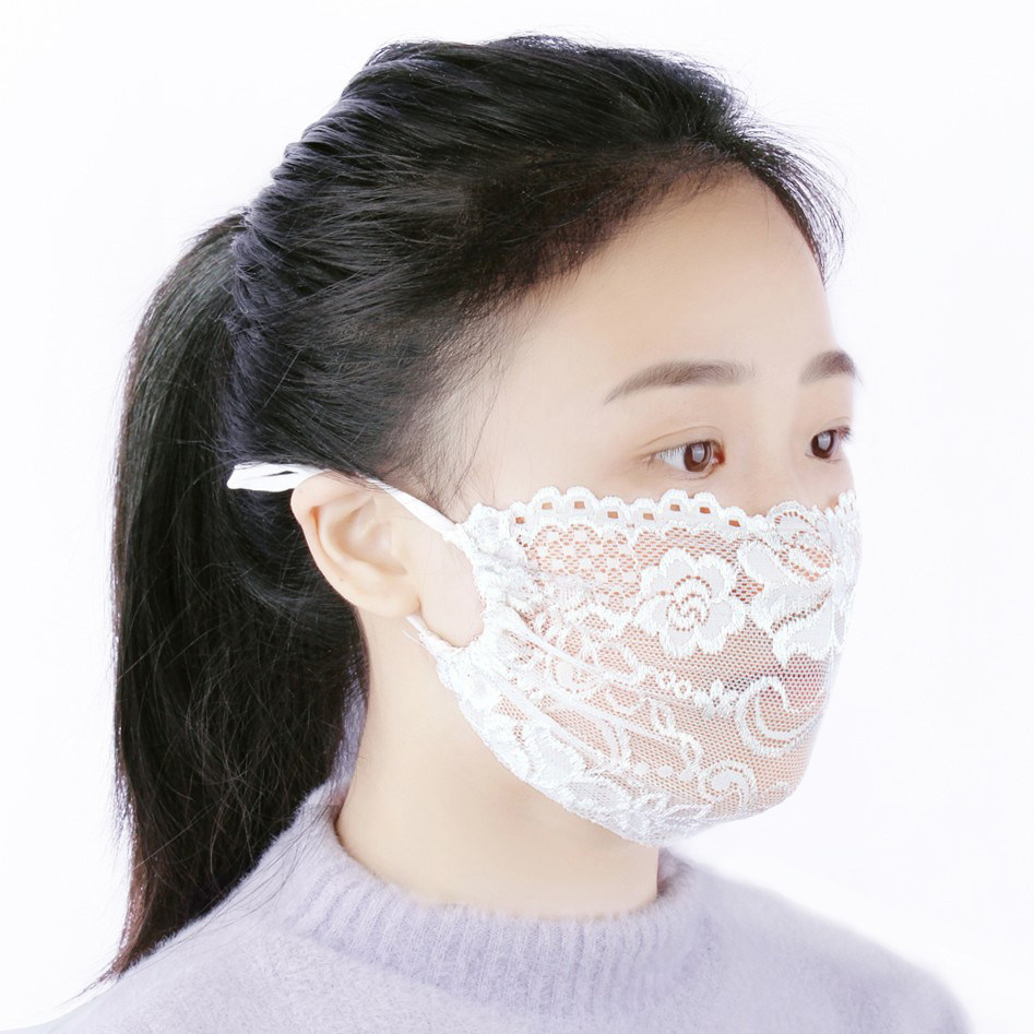 透气蕾丝口罩黑色白色可洗