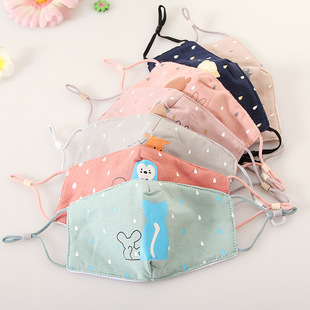春夏秋冬季 12岁学生透气可折叠双层纯棉防尘保暖口罩 可清洗儿童3