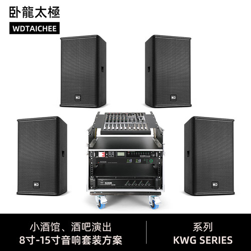 WD卧龍太极专业小酒馆咖啡厅10寸音响完整套装配套功放调音台系统