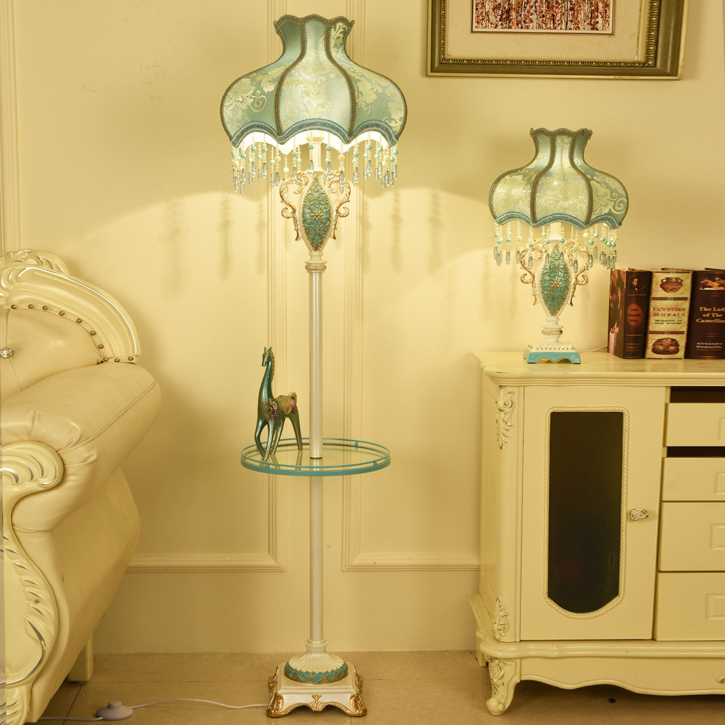 欧式落地灯客厅茶几装饰灯温馨插电式遥控可调节亮度卧室床头立灯