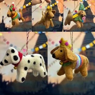 尼泊尔羊毛毡手工戳戳乐圣诞挂件滑板女孩腊肠狗彩虹派对斑点狗