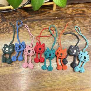 woven尼泊尔梭织玩偶挂件猫咪青蛙兔小公仔WSDO纯手工品可爱卡通