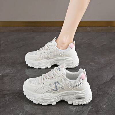 老爹鞋女款2025新款秋季网面小白鞋厚底不累脚防滑运动鞋增高女鞋
