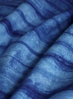 生长|二三米植物蓝染手工扎染衬衫布料纯棉手工diy面料谢之遥同款