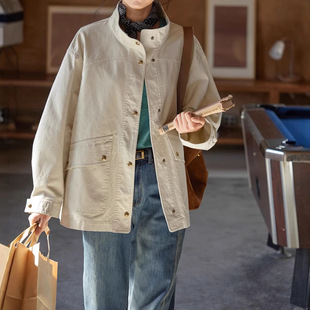 2025早春款法式复古立领宽松工装夹克外套女百搭休闲上衣显瘦风衣
