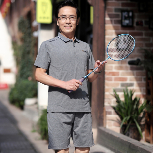 中年男士纯棉短袖T恤套装中老年人两件套装爸爸夏季休闲运动衣服