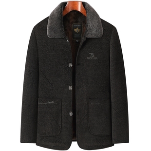 中老年人雪尼尔棉衣外套 加绒加厚棉袄爷爷秋冬款 中年男士 爸爸冬装