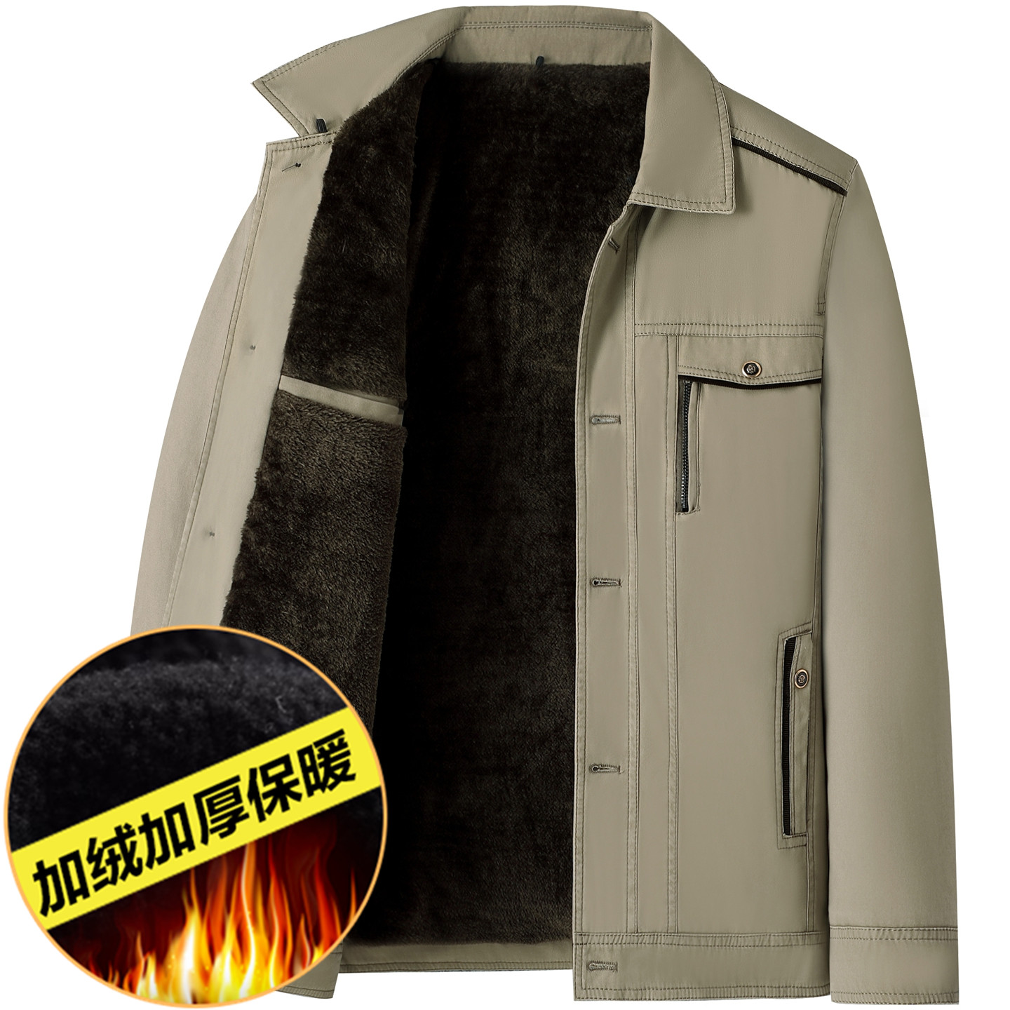 【100%棉】加绒加厚外套中老年人