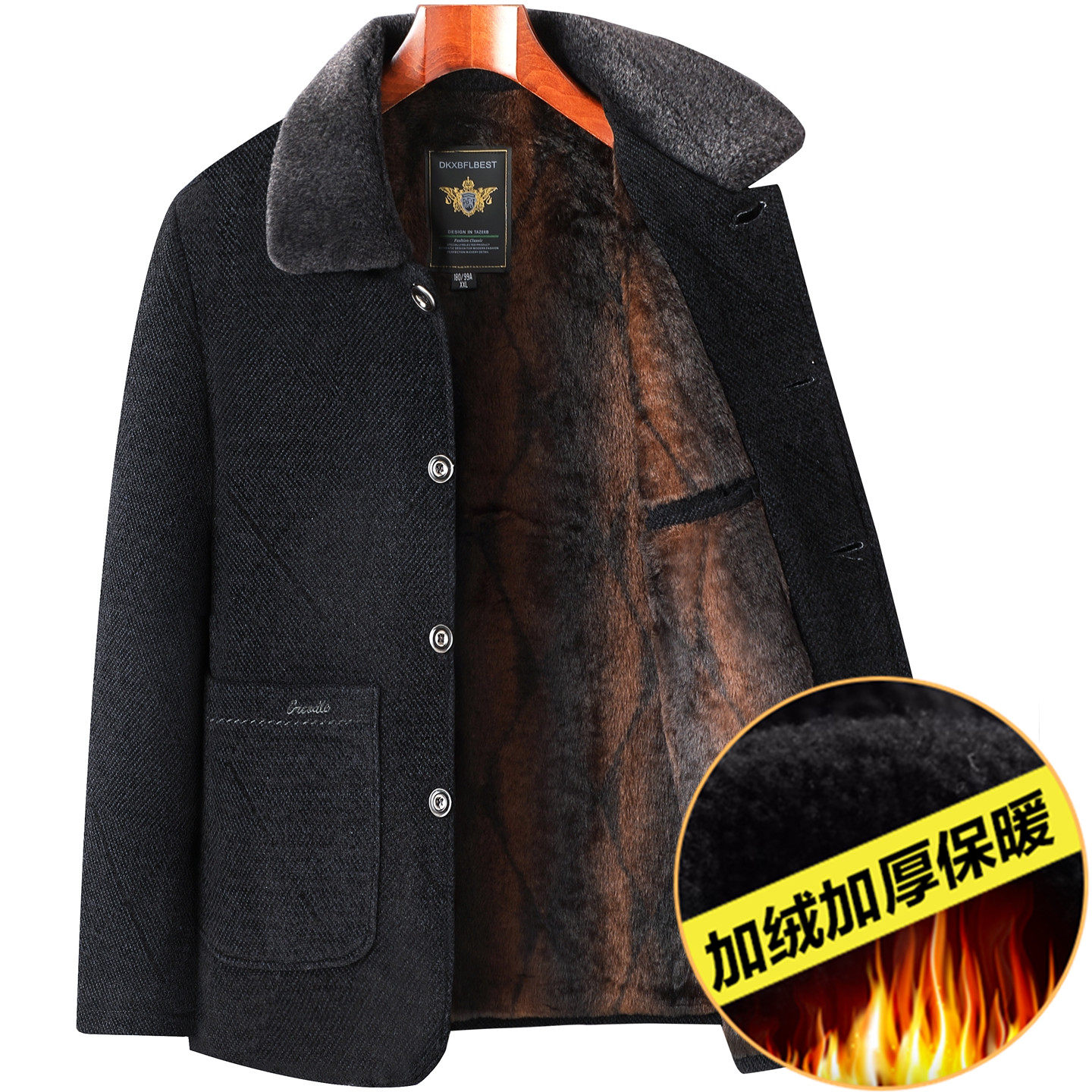 中年男士夹克衫爸爸冬装加绒加厚冬季棉服中老年人雪尼尔棉衣外套,男装,棉衣,淘宝优惠券,粉丝福利购,淘宝优惠卷