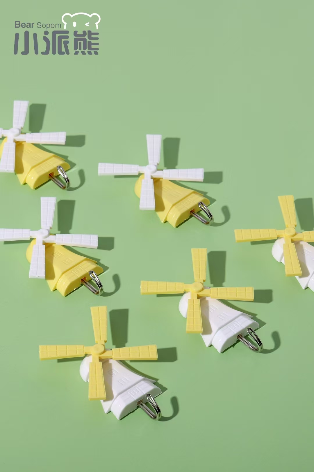 风车挂钩可爱卡通创意无痕免打孔粘钩厨房浴室门后挂衣架2个精装