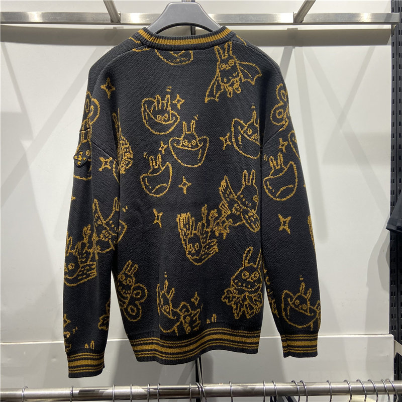 LI NING 2023 봄 토끼의 해 새로운 XIAO ZHAN 같은 스타일 남성과 여성 RI JIN DOU 골드 스웨터 풀오버 니트 스웨터 AMBT007