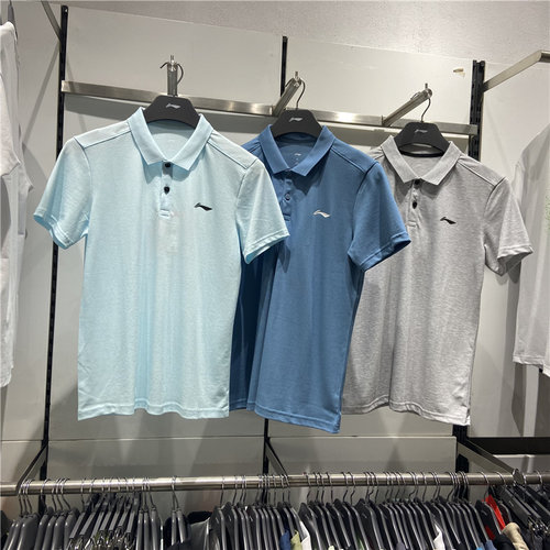 李宁T恤男休闲运动服纯棉POLO衫