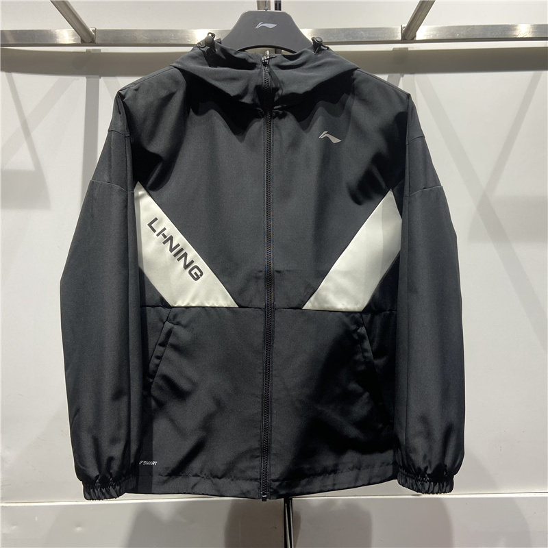 LI NING JACKET 2023 봄 새로운 피트니스 시리즈 남성용 발수 루즈 후드 스포츠 윈드 브레이커 AFDT033