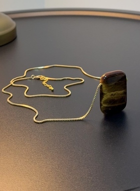 虎眼石毛衣链长项链多种戴法百搭吊坠链NEGlc 0684