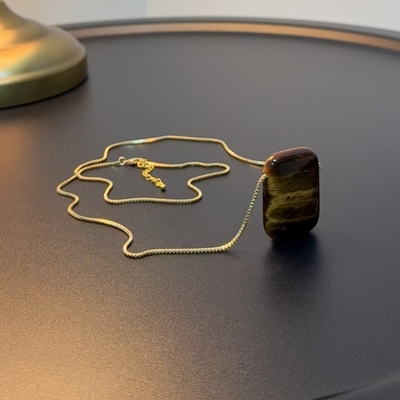 虎眼石毛衣链长项链多种戴法百搭吊坠链NEGlc 0684