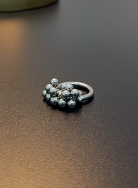 银色豆豆戒指复古风百搭小众指环