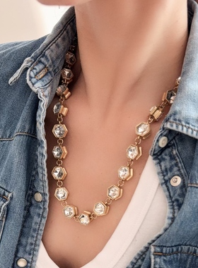 复古风双面钻长项链小众重工做旧气质配饰NEGIg 0176