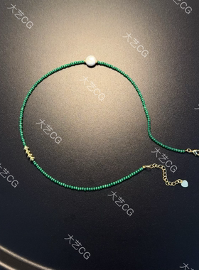 超细珍珠项链小米珠绿色新中式珠串小众高级感百搭叠戴串珠