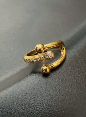 马蹄扣戒指开口可调节复古金色的指环vintage简约饰品