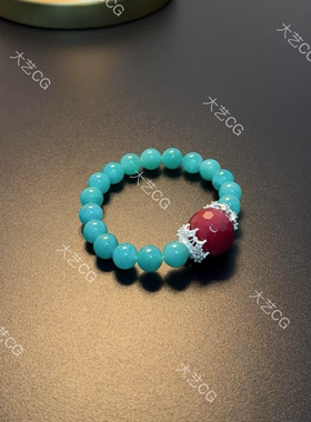 蓝色珠串小众新中式项链撞色弹力高级感天河石手链