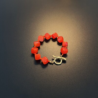 玛瑙手串橙色方块小众高级感串珠vintage手链彩色珠串简约国风