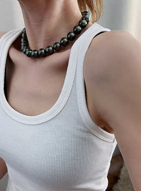 珠珠choker夸张大珠串个性vintage饰品珠子绿色炫彩短链