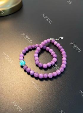 小众紫色珠串紫罗兰雪花串珠新中式项链choker撞色国风短颈链