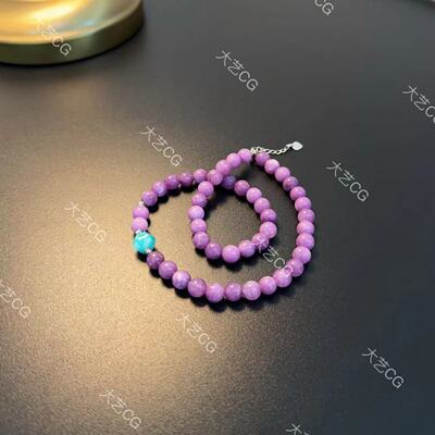 小众紫色珠串紫罗兰雪花串珠新中式项链choker撞色国风短颈链