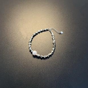 纯银手链不规则银锭子小众高级感925银饰珠子vintage珠珠饰品