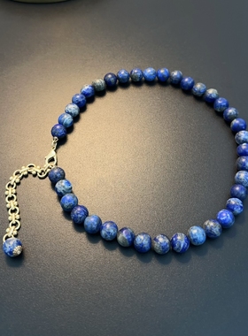 青金石珠子项链复古小众新国风串珠vintage中古风颈链短多种戴法