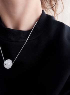 纯银项链白水晶吊坠可拆卸925细银链多种戴法NEAgg 0732