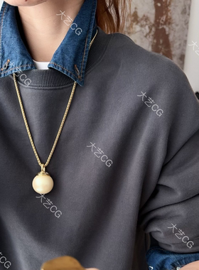 小众大项链金色圆珠球个性夸张简约复古欧美长链毛衣链吊坠可拆卸