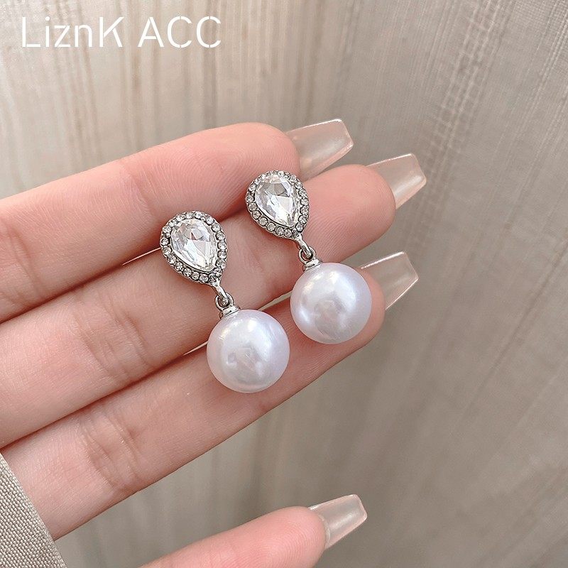 法式浪漫水滴闪钻耳环小众独特高级感复古耳饰女大气轻奢配饰耳饰