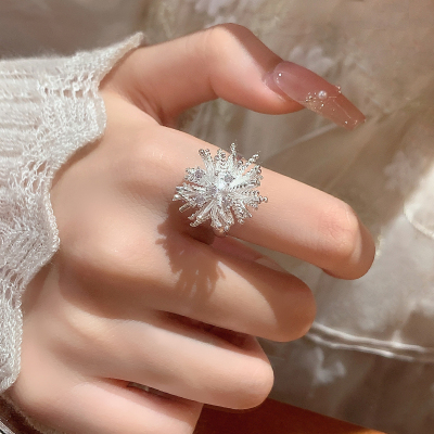 小众设计独特银色烟花戒指女轻奢高级感食指指环2025新款爆款