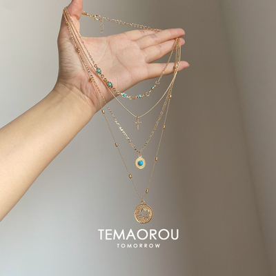 复古度假风海星贝壳海螺项链小众ins多层叠戴锁骨链辣妹颈链配饰