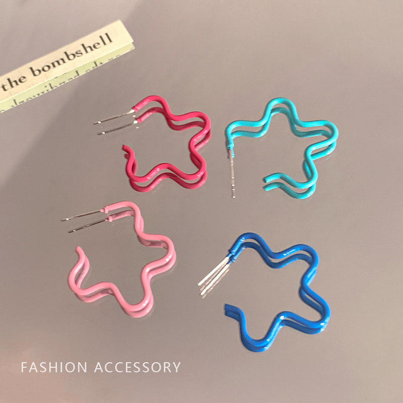 清新夏日 多巴胺彩色镂空花朵耳环女适合夏天的甜美耳钉百搭耳饰