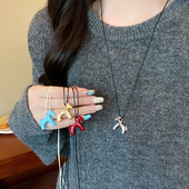 可爱童趣滴釉立体小马项链女2025新款 挂脖配饰秋冬小众独特毛衣链