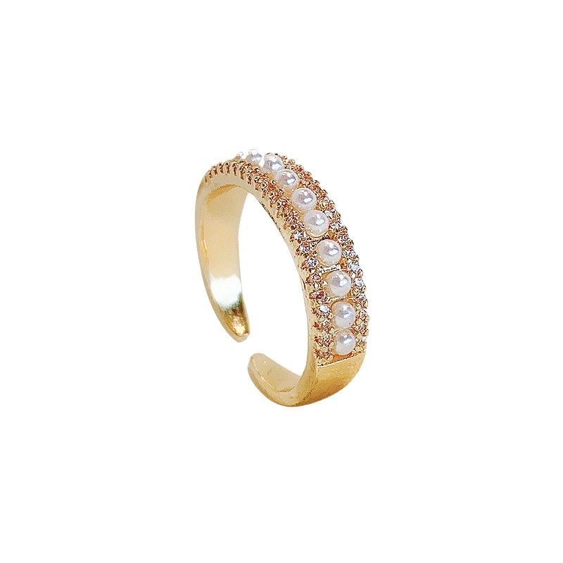 NICHE DESIGN PEARL RING WOMENS FASHION PERSONALITY LUXURY INS TIDE INTERNET CELEBRITY COLD WIND JAPANESE LIGHT LUXURY RING