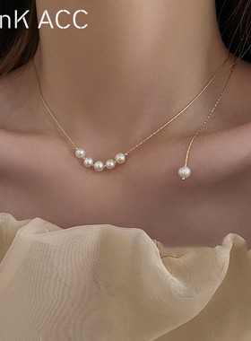 简约气质天然珍珠项链2022年新款女轻奢小众设计高级感锁骨链配饰