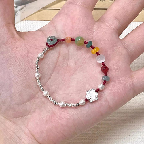 小莲花串珠拼接手绳女手工编织小众轻奢手链2024新款爆款串珠手饰