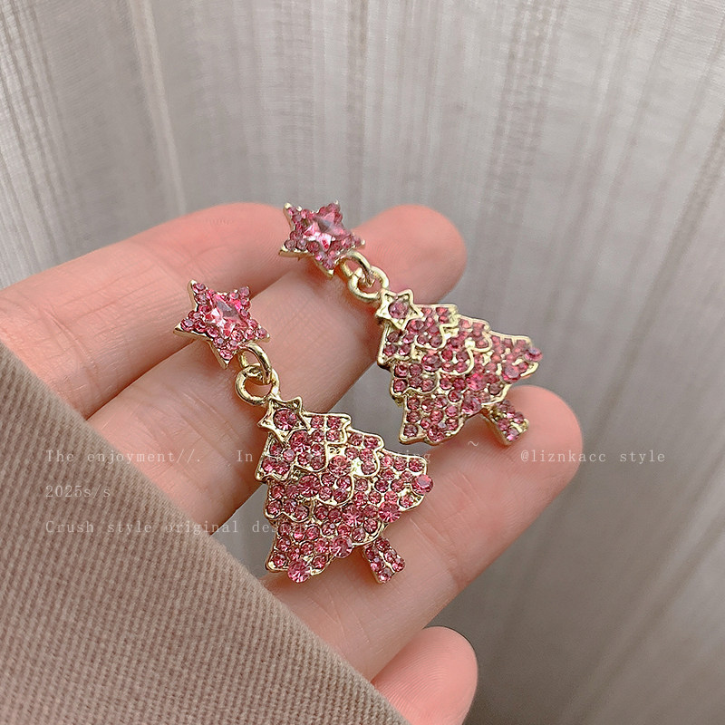 流苏轻奢高级感独特小众圣诞树耳环女秋冬2025新款爆款圣诞耳饰