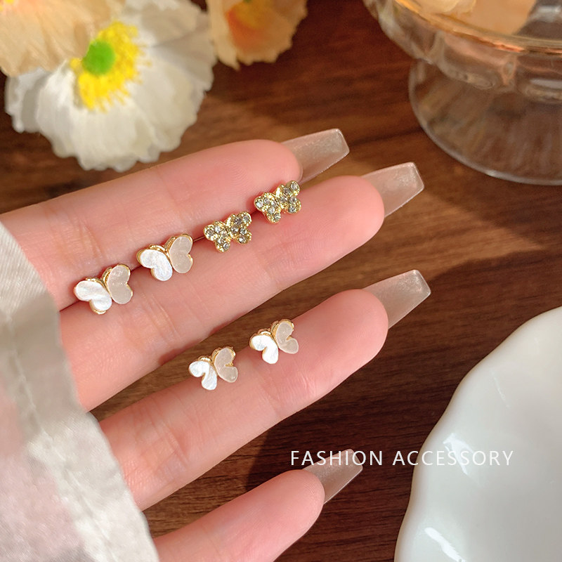 轻奢6件套装蝴蝶耳钉夏天小众韩系高级感耳环简约百搭耳饰女