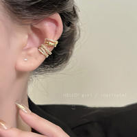 Cold style multi-layer zircon ear bone clips, light luxury and high-end earrings, a new 2024 bestseller without ear piercings thumbnail 5