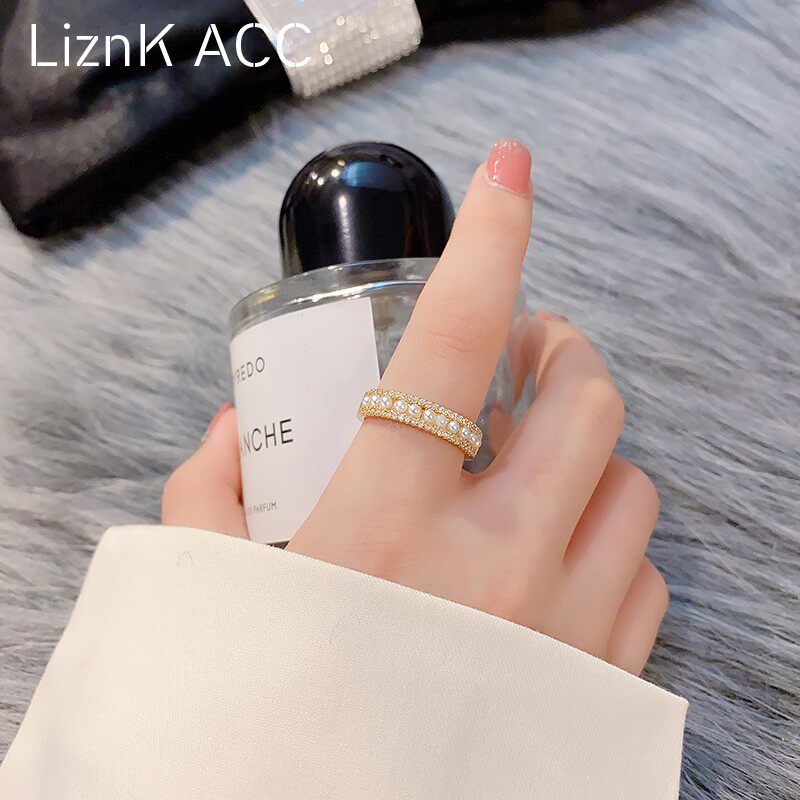 NICHE DESIGN PEARL RING WOMENS FASHION PERSONALITY LUXURY INS TIDE INTERNET CELEBRITY COLD WIND JAPANESE LIGHT LUXURY RING